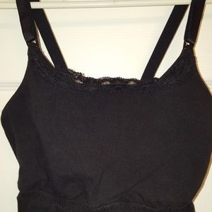 Black Nursing Tank Top with Lace